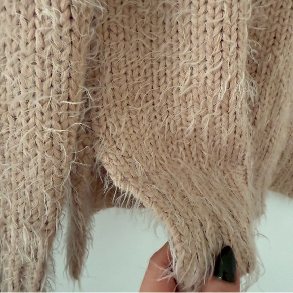 ONLY OUR STORY Denmark Brand Mohair Beaded High Neck Knit Sweater Taupe Size M - Picture 4 of 6